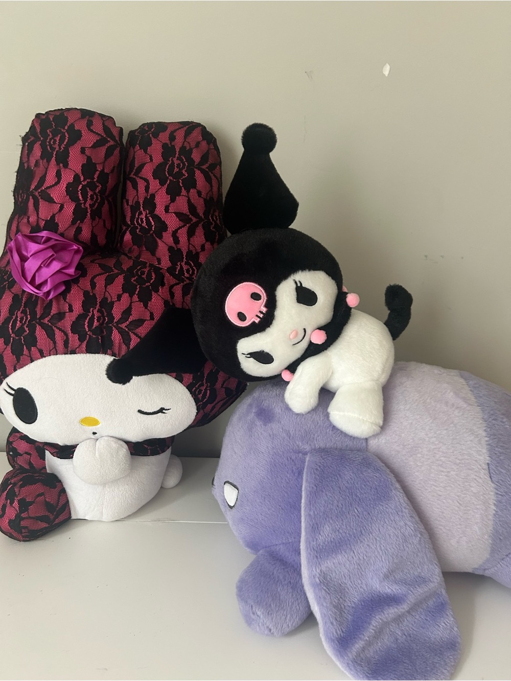 Sanrio Plush Trio Featuring Kuromi in Black, White & Pink